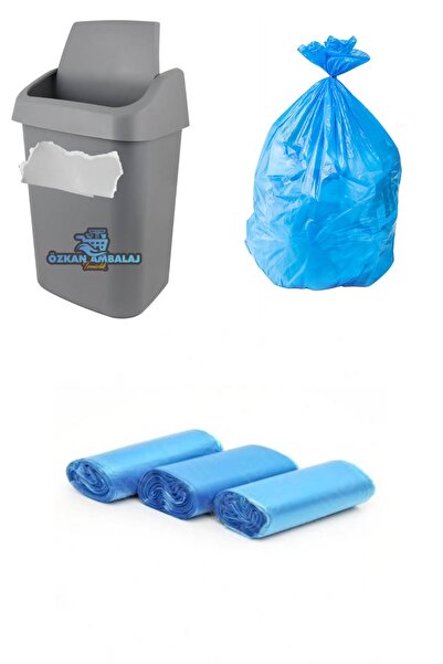 Özkan Ambalaj Temizlik أكياس قمامة زرقاء كبيرة الحجم 65x80 سم 10 قطع 5 لفات