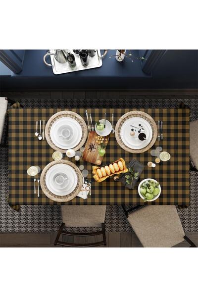 Adawall Yellow Black Square Tablecloth International Washing and Colorfastness Certificate 160 X 220cm, Fabric Fine Linen