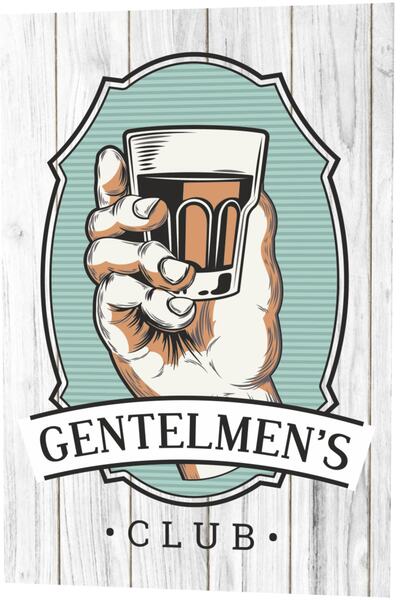 Hayat Poster Ρετρό Vintage Αλκοόλ Ξύλινο Μοτίβο Αφίσα Gentlemen Club