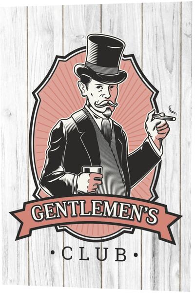 Hayat Poster Ανδρική ρετρό vintage αφίσα κλαμπ με ξύλινο σχέδιο - Gentlemen
