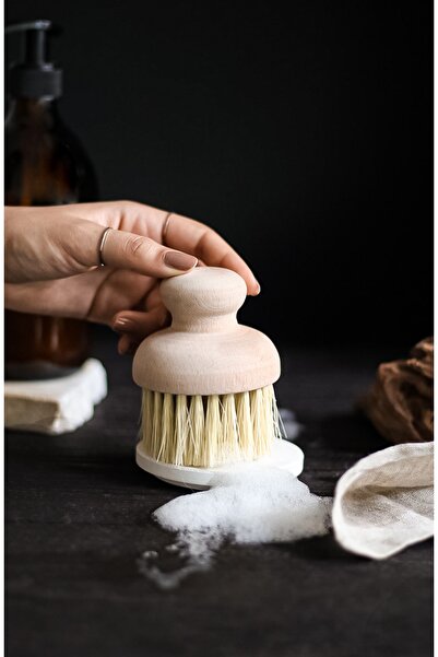 KHAKMA فرشاة تنظيف أطباق الفواكه والخضروات المزخرفة الخشبية بدون مقبض