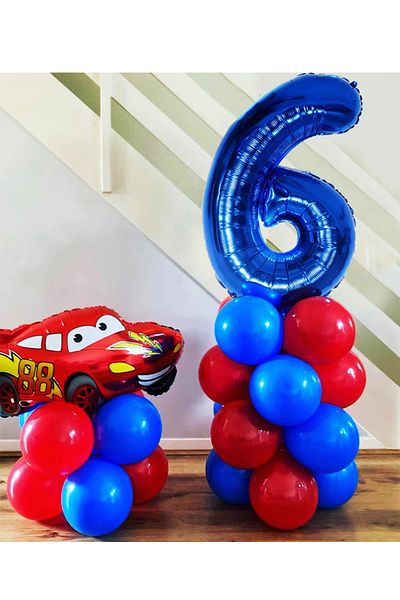 Cars - Şimşek Mcqueen Svngx Mcqueen Lightning Themed Cars Cars Set - Sphere with Number Balloons 917250