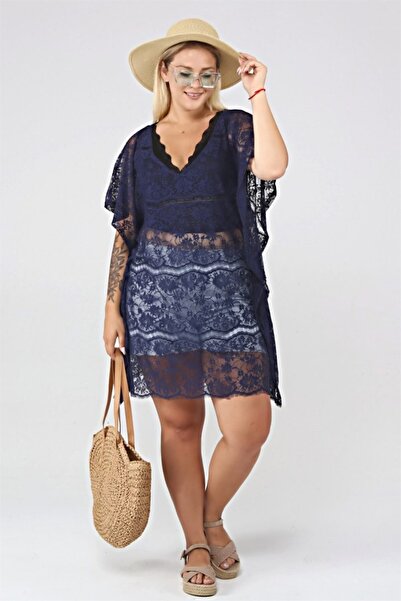 Seamoda Dantel Pareo-Lacivert