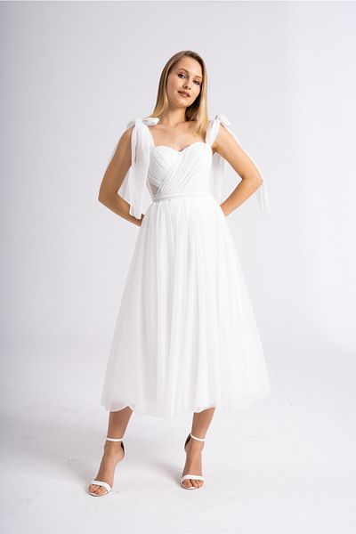 Lenta Moda Glitter Midi Μήκος Λευκό Βραδινό Φόρεμα και Φόρεμα Prom