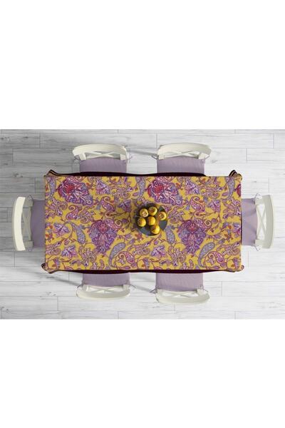 Adawall Purple Damask Pattern Tablecloth - (Fine Linen, International Washing and Fading Certificate)