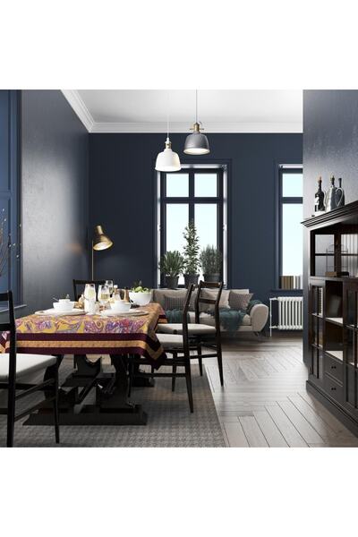 Adawall Purple Damask Pattern Tablecloth - (Fine Linen, International Washing and Fading Certificate)