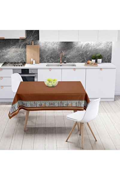 Adawall Brown Tablecloth (International Washing and Color-Fastness Certificate) - 160 X 220cm, Fabric Fine Linen