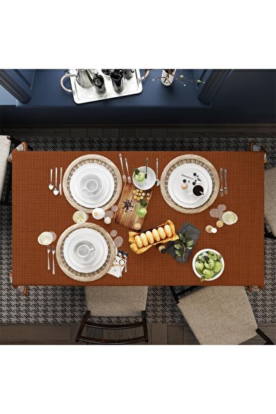 Adawall Brown Tablecloth (International Washing and Color-Fastness Certificate) - 160 X 220cm, Fabric Fine Linen