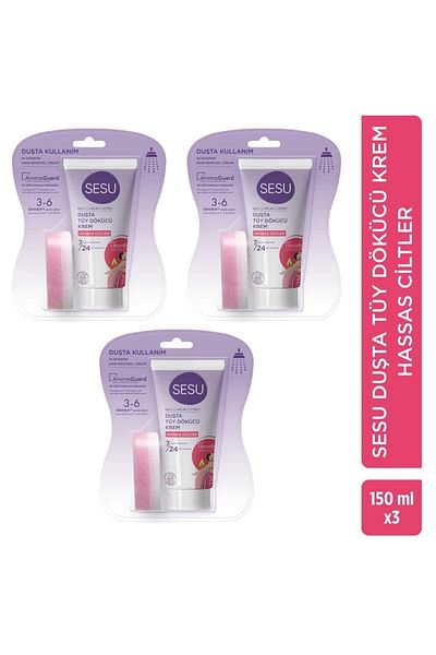 Sesu 150 Ml X 3 Pieces Hair Remover in Shower - Sensitive Skin Cream