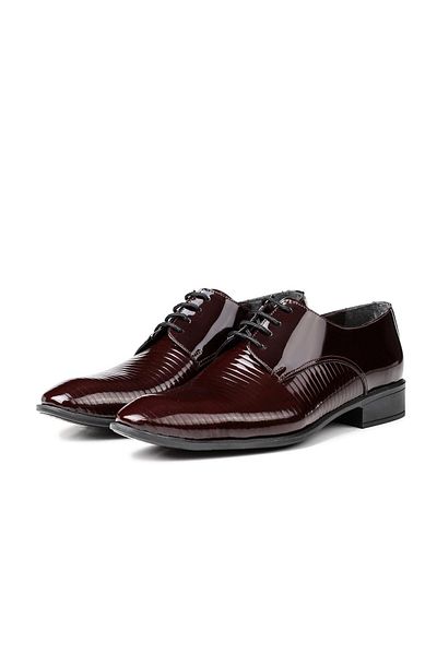 Ducavelli Klassische Herrenschuhe aus glänzendem echtem Leder in Weinrot