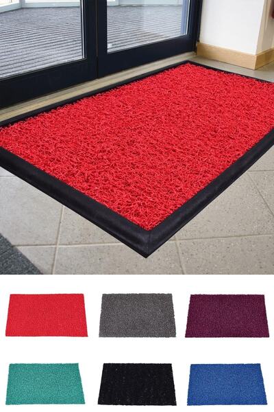 Atasoy Zemin Kıvırcık Paspaslı Hijyenik Kauçuk Paspas Kırmızı