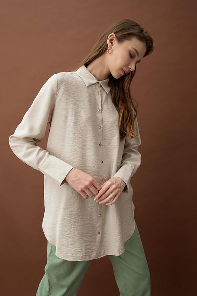 DeFacto Relax Fit Shirt Collar Long Sleeve Tunic