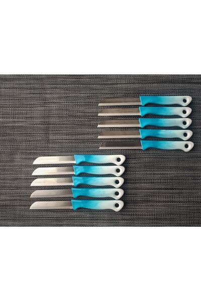 Solingen Meyve Sebze Bıçağı Ebruli Turkuaz-beyaz 10'lu