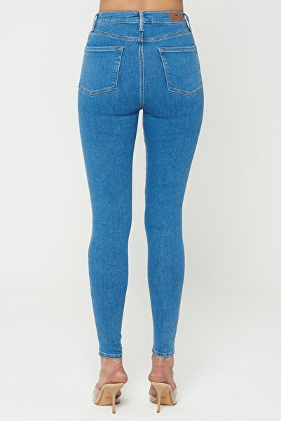 CROSS JEANS Judy Medium Blue High Waist Zippered Skinny Fit Jean Trousers C 4521-161