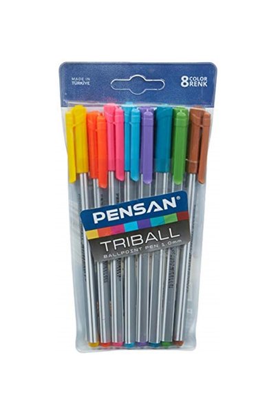 Pensan Triball Tükenmez Kalem Renkli 8'li Vakumlu - Pe01003tkrk08