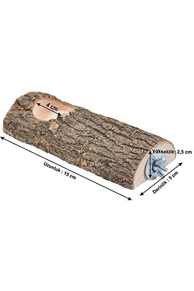 X-Perk 15 cm Natural Wood Bird Holder with Feeder and Holder Log Holder
