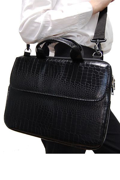 D'VERS Crocodile Black 15-15,6 ιντσών Συμβατή τσάντα φορητού υπολογιστή με προστασία κραδασμών