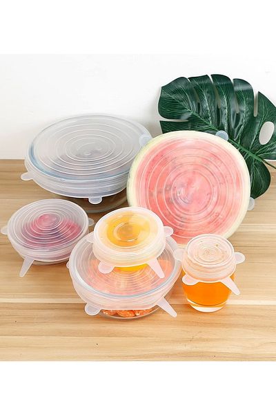 SARFEX 6-Piece Silicone Stretch Lid Protecting Freshness Food Fruit Bowl Pot Bpa Free