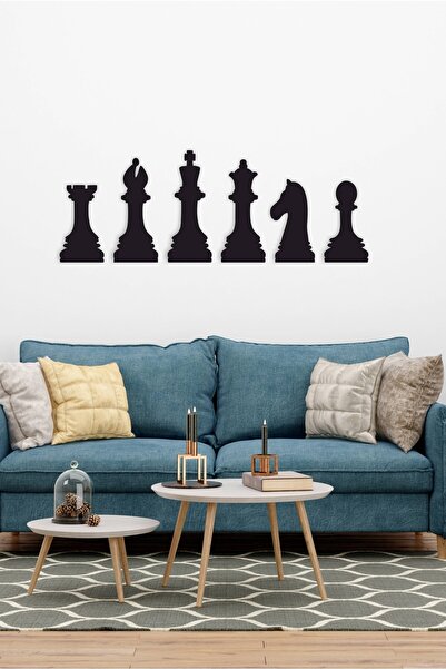 UNT Satranç Taşları 6 Parça Duvar Dekoru Tablo