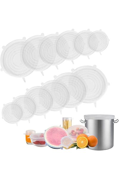 SARFEX 12-Piece Silicone Stretch Lid Protecting Freshness Food Fruit Bowl Pot Bpa Free