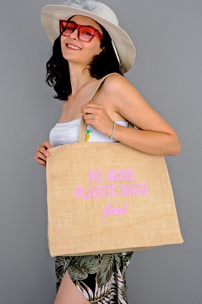 Lal Shoes & Bags Geantă de plajă din paie pentru femei Anais-roz