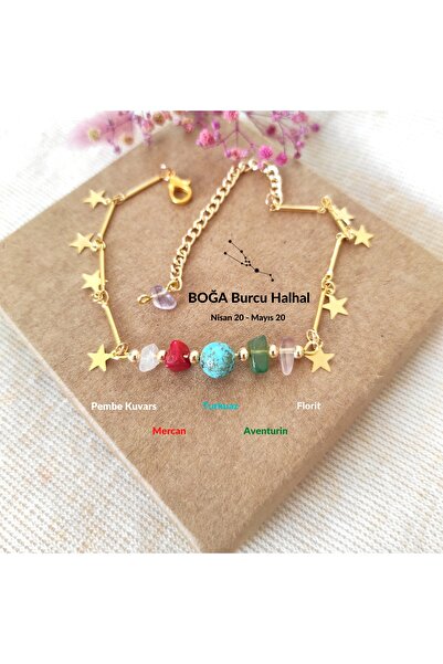 LightCrop Design Taurus Adjustable Natural Stone Gold Anklet