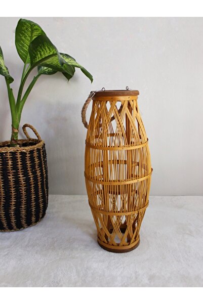 Emeksanatı Bambu küçük boy fener mumluk 42cm Yükseklik