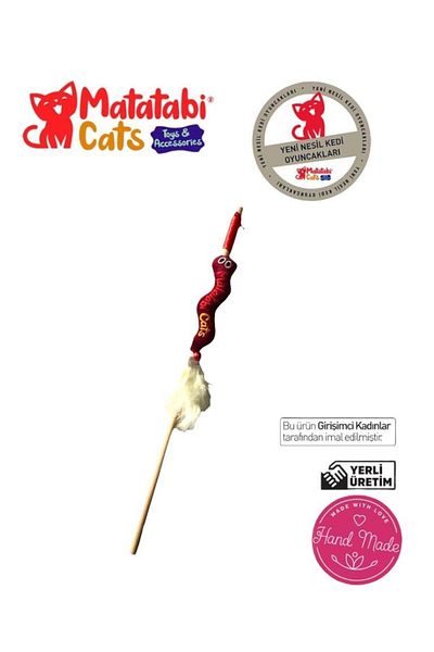 MATATABİ CATS Wormy Wooden Handled Cat Fishing Rod with Plush Cat Toy - Matatabi Content