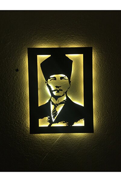 ÇAKRA Atatürk Portre Led Işıklı Ahşap Tablo 60x45cm