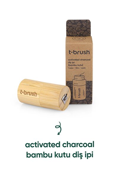TBRUSH T-brush Activated Charcoal Bambu Kutu Diş Ipi