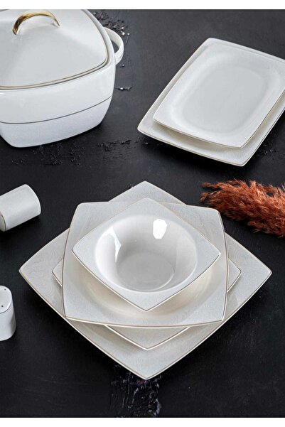 ACAR Avangarde Henna 60 Parça Bon China 12 Kişilik Porselen Acar Yemek Takımı