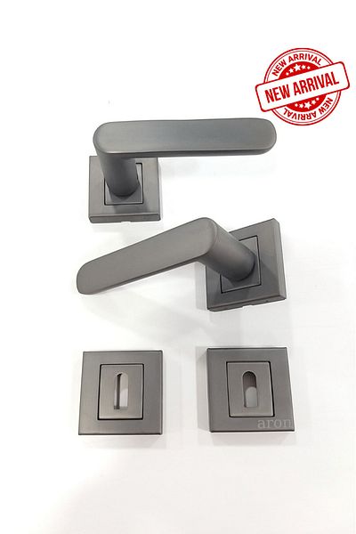ARON Sofuoğlu Stainless Lux Barbaros (MATT ANTHRACITE) Square Rosette (ROOM) Door Handle Aluminum / Steel