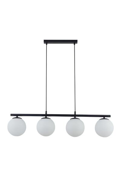 BSA LIGHTING ثريا بيلين 4 قطع باللون الأسود (مع زجاج أبيض)