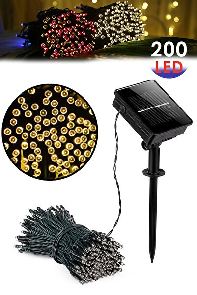 Technojet Solar 200 Ledli 22 Metre Bahçe Aydınlatma Dekorasyon Güneş Enerjili...