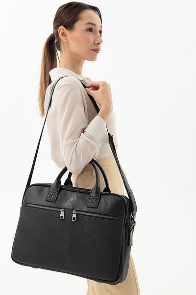 MORCA - Unisex Briefcase & Laptop Bag, Shoulder Strap, Waterproof Black