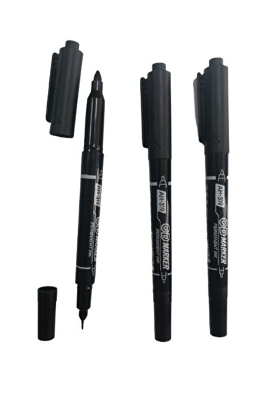 Aihao Siyah Çift Taraflı Asetatl Kalemi Cd Kalemi Permanent Kalem 3 Adet