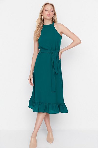 Trendyol Collection Σμαραγδένιο Πράσινο Υφαντό Φόρεμα TWOSS19YD0032