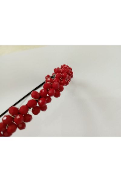 Sare Çocuk Giyim Handmade Sturdy Metal Crown Bridesmaid And Henna Crown From Red Pearl Beads
