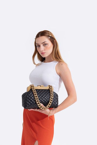 Berlesi Geantă de umăr matlasată Black Antique Scholarship