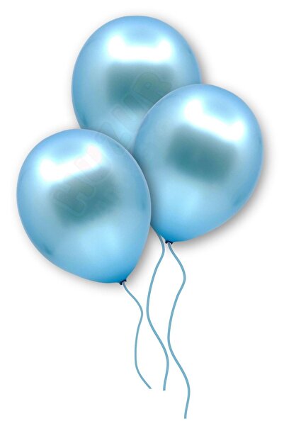 Huzur Party Store Açık Mavi Renkli Metalik Balon 10 Adet 30 Cm Lateks Doğum G...