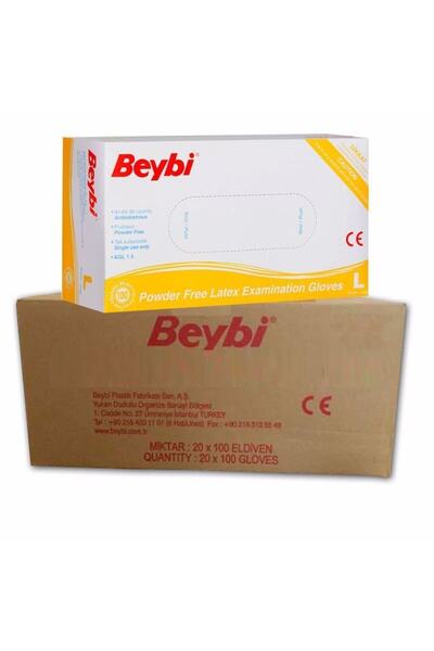 Beybi Lateks Pudrasız Muayene Eldiveni 20x100 Adet Large