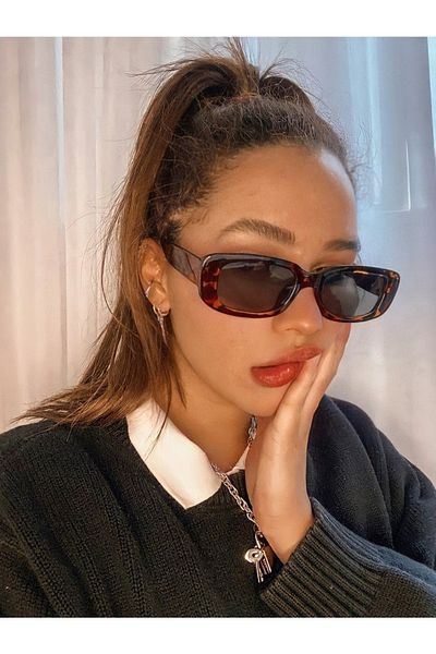 LOOKUP Unisex Lookup Leopard Pattern Square Rectangle Vintage-retro Sunglasses