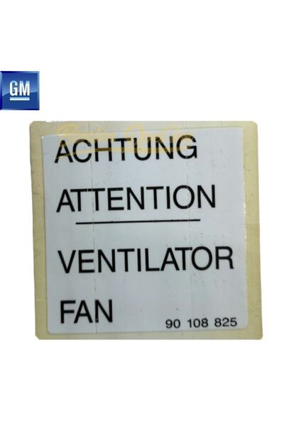 GM Opel Dikkat Radyatör Fanı Ekiketi 4x4cm (achtung Attentıon Ventılator Fan)...