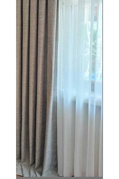 VANESSA PERDE Special Series Thin Linen Background Non-Wrinkle 1x3 Pleated Esto Pattern Tulle Curtain
