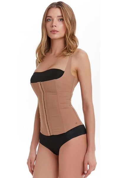 TEN Women's Beige Steel Underwire Strap Vest Corset