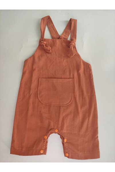 PATPAT Bebek %100 Pamuk Müslin Kumaş Turuncu Salopet Tulum