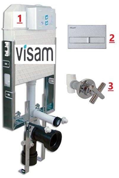 Visam Gömme Rezervuar + Buton + Ara Kesme Valf 3 Lü Set