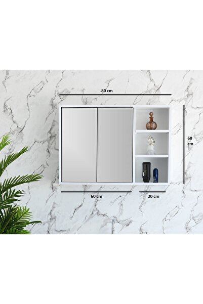 ARTEL MOBİLYA Mdf 80 Cm Aynalı Banyo & Wc Üst Dolabı - Bas-aç Kapak