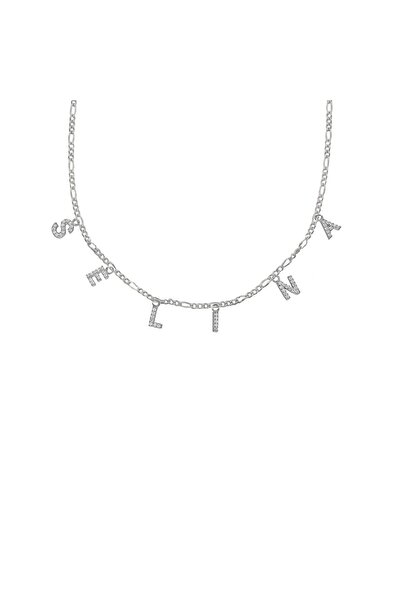 jeweliayjewelry Zirkon Taşlı Isimli Chocker 925 Ayar Gümüş Kolye