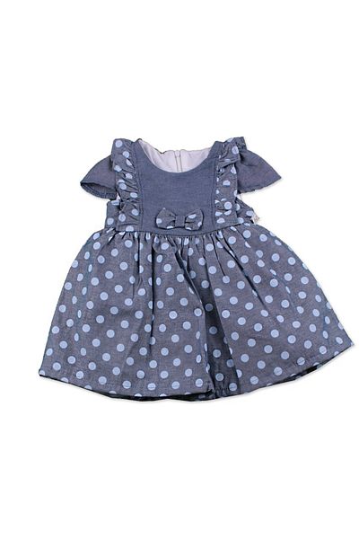 Capps Mymio Baby Girl 100% Cotton Polka Dot Summer Denim Dress